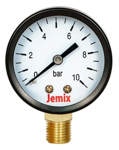 Манометр давления воды Jemix / Джемикс XPS-R-10 с боковым подключением, механический, из металла, 10бар, 1/4дюйм / измерительные инструменты