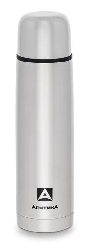 Термос Арктика бытовой вакуумный с узким горлом, из нержавеющей стали, серебристый, 1л / термопосуда