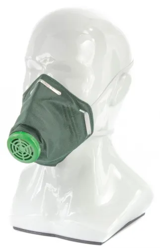 Респиратор СИБРТЕХ У-2К с клапаном полумаска фильтрующая противоаэрозольная многослойная одноразовая, из спанбонда, зеленая, FFP1 / защита органов дыхания