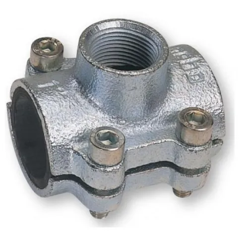 Врезка обжимная Gebo / Гебо ремонтная тип ANB, с водоотводом, из ковкого чугуна, 21.3 и 1/2дюйма / водоснабжение