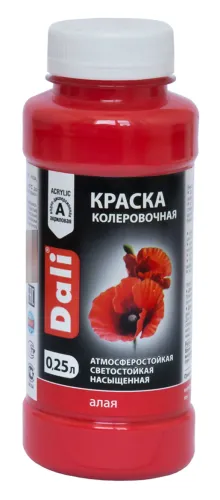 Колер для краски Dali / Дали атмосферостойкий, светостойкий, насыщенный, цвет алый, 0.25л / строительство и ремонт