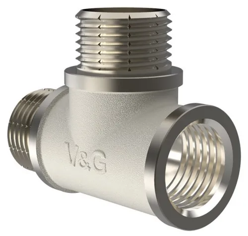 Тройник V&G / В&Г для труб, из латуни, серый, наружная-наружная-внутренняя резьба диаметром 1/2дюйма / водоснабжение