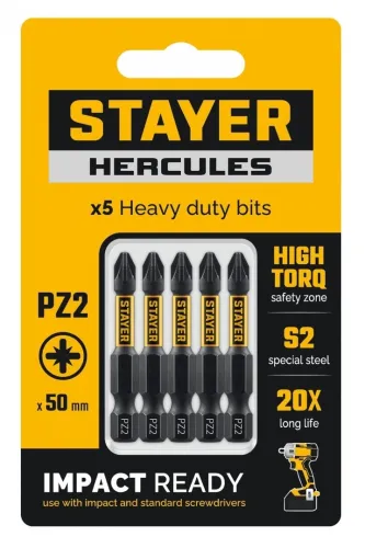 Бита Stayer HERCULES торсионная PZ2 50мм 5шт 26233-2-50-5