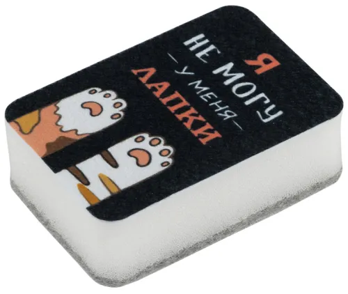 Губка для посуды Рыжий кот с принтом, из пенополиуретана, 9х6х3см / хозяйственные товары