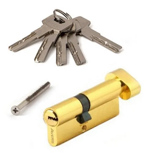 Цилиндровый механизм AVERS ZM-80-C-G двухсторонний 80мм золото