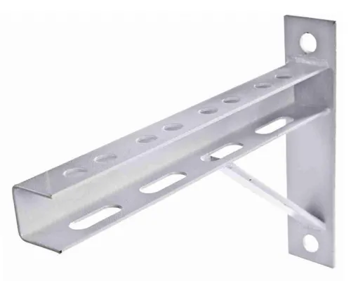 Крепежный уголок Петротех консольный с опорой перфорированный, из стали, серый, размером 400×180мм / строительство и ремонт