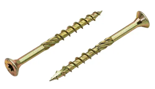 Саморез Daxmer / Даксмер универсальный потайной из стали, желтый, 6х90мм, TORX, 200шт. в упаковке / крепеж