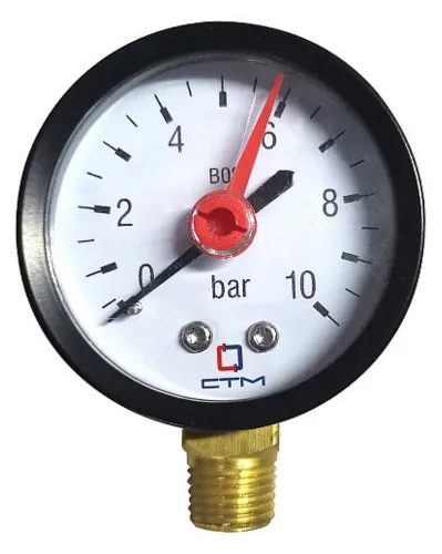 Манометр давления воды СТМ CPM14R10 с радиальным подключением, механический, из металла, 10бар, 1/4дюйм / измерительные инструменты