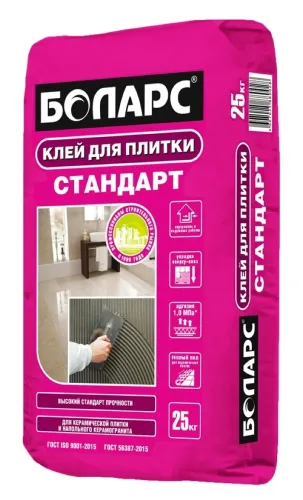 Клей Боларс Стандарт для теплого пола, на основе цемента, 25кг / строительные смеси