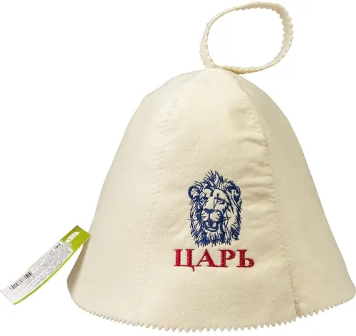 Шапка для бани Банные штучки Царь, из войлока, белая / товары для бань и саун