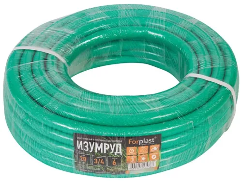 Шланг поливочный ForPlast / ФорПласт Изумруд армированный, из ПВХ, диаметр 3/4", 20м / все для сада