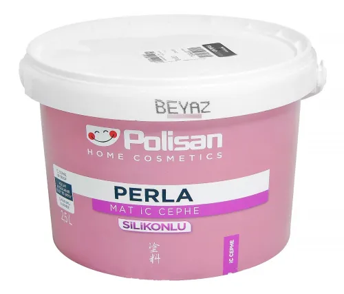Краска для стен и потолков Polisan / Полисан Perla Mat Silikonlu силиконовая, водоэмульсионная, матовая белая, база A, 2.5л / лакокрасочные материалы
