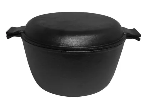 Кастрюля Mallony / Маллони СС-20/30 с крышкой-сковородкой, из чугуна, диаметром 20см, объемом 3л / посуда для кухни