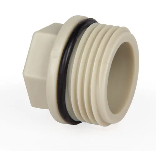 Заглушка канализационная Lammin / Ламмин резьбовая PPR 3/4" с O-Ring из полипропилена, серый / водоснабжение