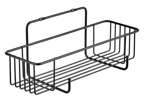 Полка для ванной ЧМЗ Кора настенная прямоугольная, из стали, черная, 35х14.5х13.5см / товары для дома