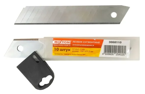 Лезвия MIXTON / Микстон сегментированные в футляре, для ножа, из стали, 18мм, 10шт. / инструменты