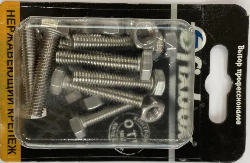 Болт Fixbox с гайкой нержавеющая сталь DIN933, 6×40мм, 10шт