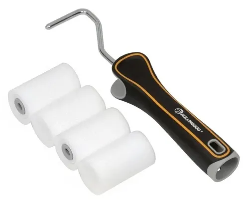 Набор валиков Rollingdog / Ролингдог SUPER-EDGE с бюгелем для малярных работ, из поролона, ворс 10мм, крепление 6мм, длина 50мм, 4шт. / инструменты