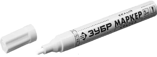 Маркер Зубр Профессионал МК-400 краска круглый, в пластиковом корпусе, белый, линия 2мм / инструменты