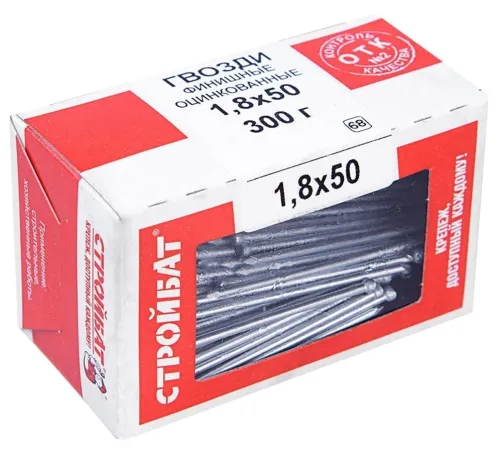 Гвозди финишные Стройбат оцинкованные, стальные, 1.8×50мм, 0.3кг / крепеж и фурнитура