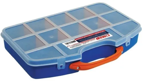 Органайзер USP / УСП для хранения мелочей с прозрачной крышкой, из полипропилена, синий, 360х250х60мм / оборудование для мастерской