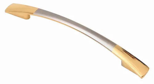 Ручка мебельная Скобяной скоба модель 665, из стали, золото/хром матовый, длина 96мм, 1шт. в упаковке / фурнитура для мебели