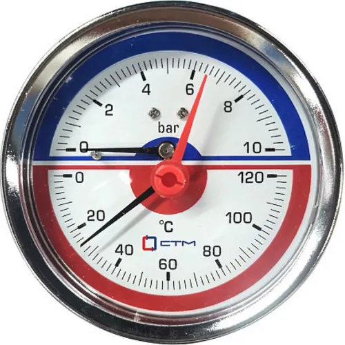 Манометр давления воды СТМ 14А10, аксиальный, 10бар, 1/4"
