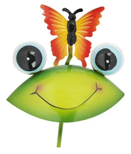 Штекер садовый PARK Лягушка с бабочкой, металлический, 32см