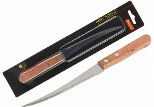 Кухонный нож Mallony / Маллони Albero MAL-04AL филейный из нержавеющей стали и дерева, лезвие 13см, 1шт. / кухонные принадлежности