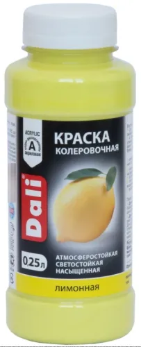 Колер для краски Dali, лимонный, атмосферостойкий, 0.25л