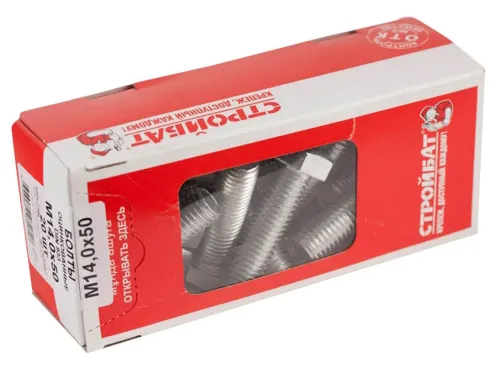 Болт Стройбат метрический из оцинкованной стали, DIN933, 14×50мм, 20шт. / крепеж