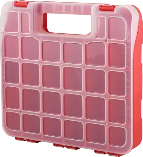 Органайзер BLOCKER / Блокер Expert 13" для хранения мелочей с прозрачной крышкой, из полипропилена, красный, 320х290х55мм / оборудование для мастерской