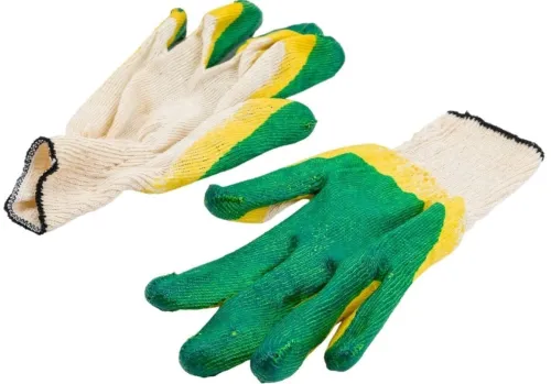 Перчатки защитные рабочие трикотажные с двойной обливной ладонью из х/б и латекса / защита рук