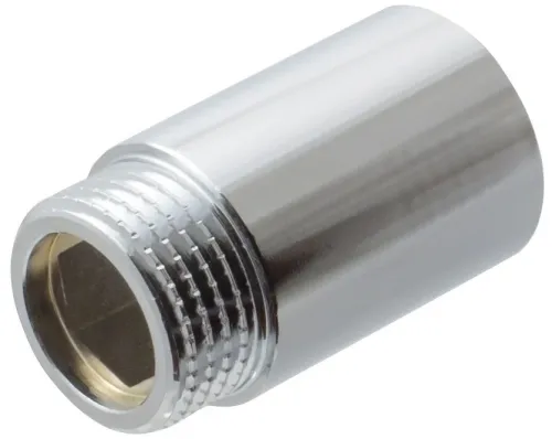 Удлинитель сантехнический MIXTON / Микстон хромированный из латуни CW617N, внутренняя и наружная резьба 1/2дюйма, длина наращивания 30мм / фитинг