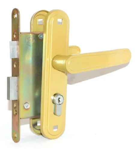 Замок врезной ЗЕНИТ ЗВ4-3.03 цилиндровый, с защелкой и ручкой, в металлическом корпусе, цвет золото, размером 200×85×22мм / фурнитура