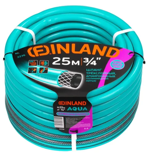 Шланг поливочный FINLAND / Финланд армированный трехслойный, из ТЭП, диаметр 3/4дюйма, 25м / все для сада