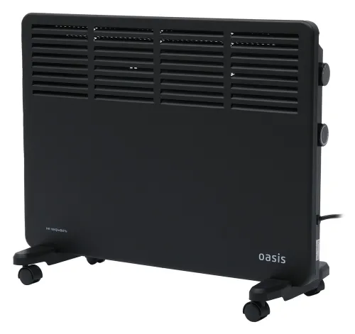 Конвектор электрический Oasis / Оазис KM-15B 1000/750 в металлическом корпусе, черный, 576х439х81мм, 1.5кВт, площадь обогрева 20м², IPX4 / климатическая техника