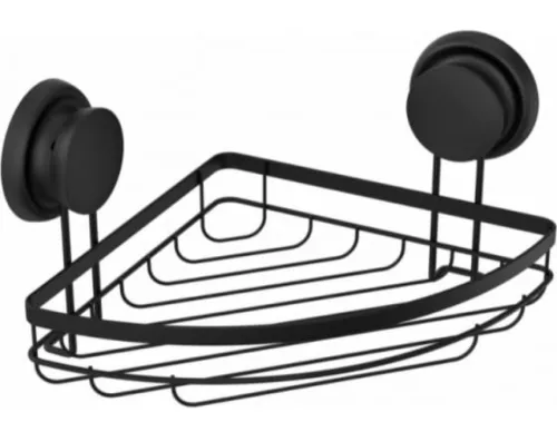 Полка для ванной Fora Grafit угловая, вакуумное крепление, черная