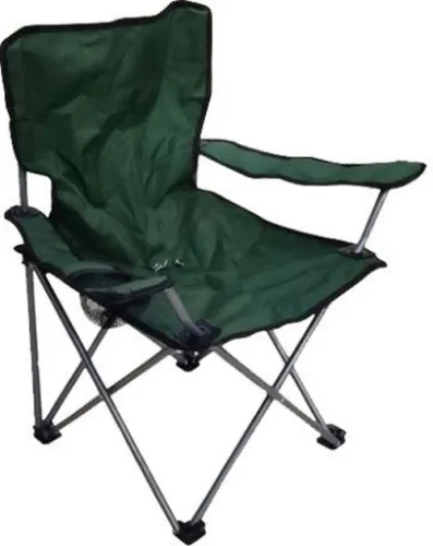 Кресло складное PARK / Парк SS-01 с подлокотниками и чехлом, металлическая труба, полиэстер, цвет синий, зеленый, до 100кг, 450x450x720мм / товары для пикника