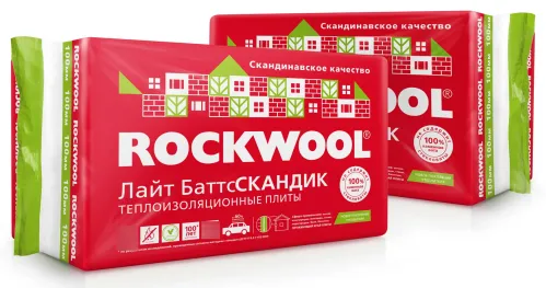 Утеплитель ROCKWOOL / Роквул Лайт Баттс Скандик каменная вата, 800×600×50мм, 12шт. / теплоизоляционный материал