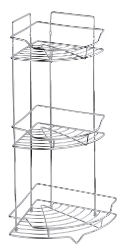 Полка для ванной Fora / Фора Сектор тройная настенная угловая, из металла, хром, 55.5х26х26см / товары для дома