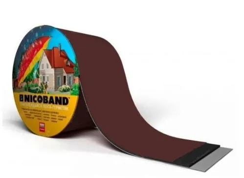 Лента гидроизоляционная Nicoband / Никобэнд самоклеящаяся герметизирующая, битумно-полимерная, коричневая, ширина 10см, 10м / стройматериалы