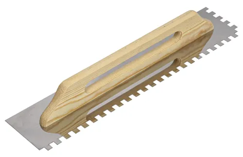 Шпатель зубчатый РемоКолор для штукатурно-отделочных работ, из нержавеющей стали, серый, зуб 12х12мм, 600×130х90мм / гребенка