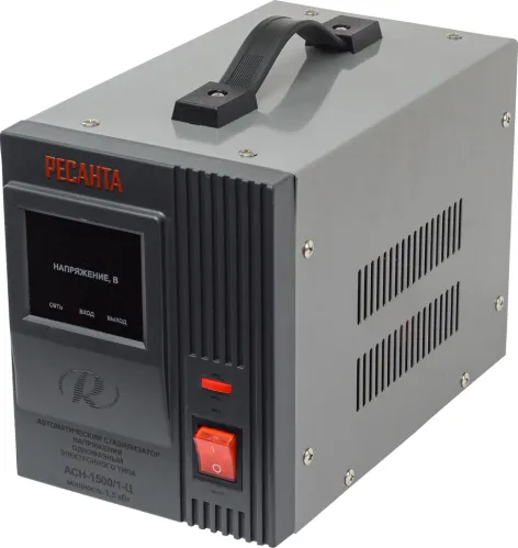 Стабилизатор напряжения Ресанта ACH 1500/1-Ц напольный, цифровой, однофазный, 140-260В, погрешность 8%, 50Гц, IP20, 1.5кВт / электрика