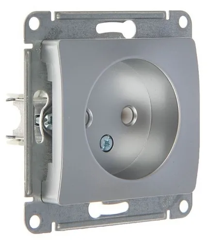 Розетка Schneider Electric / Шнайдер GLOSSA GSL000341 1-местная, без заземления, без защитных шторок, из пластика, цвет алюминий, 71×71×36.4мм, 16А, IP20