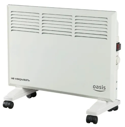 Конвектор электрический Оазис КМ-15 в металлическом корпусе, белый, 576х439х81мм, 1.5кВт, площадь обогрева 20м², IPX4 / климатическая техника