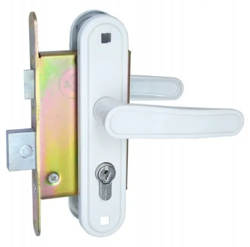 Замок врезной ЗЕНИТ ЗВ4-3.03 цилиндровый, с защелкой и ручкой, в стальном корпусе, белый, размер 200×85×22мм / фурнитура