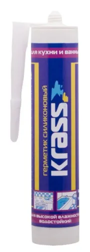 Герметик силиконовый Krass / Красс санитарный для кухни и ванны, прозрачный, 300мл / строительство и ремонт