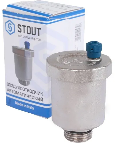 Воздухоотводчик Stout автоматический, серый, 1/2", SVS-1011-000015