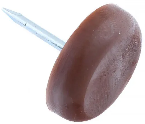 Накладки на ножки мебели Element / Элемент с гвоздем, пластиковые, коричневые, размером 16мм, в упаковке 4шт. / товары для дома